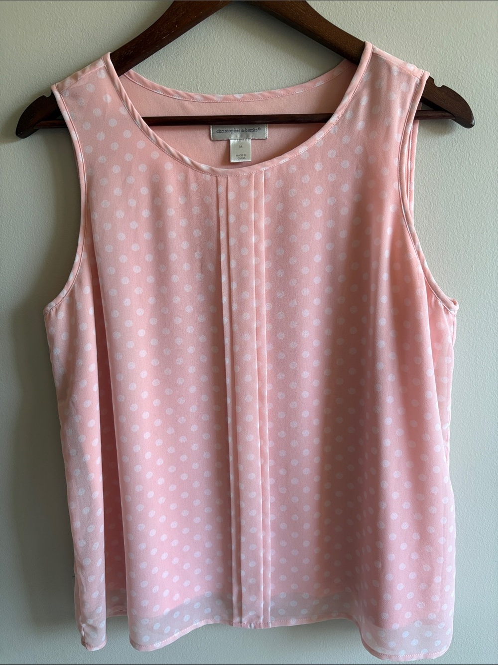 Christopher‎ & Banks Pink Polka Dot Sleeveless Blouse Medium